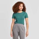 Women's Regular Fit Short Sleeve Crewneck T-shirt - A New Day Teal Xs, Women's, Blue