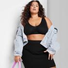 Women's Plus Size Triangle Cup Sweater Tiny Tank Top - Wild Fable Black
