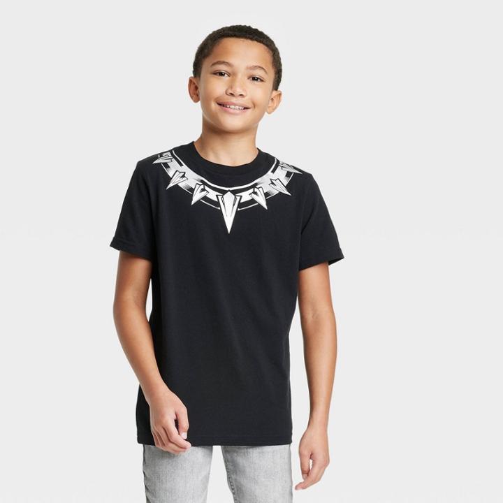 Boys' Marvel Black Panther Costume Short Sleeve Graphic T-shirt - Black