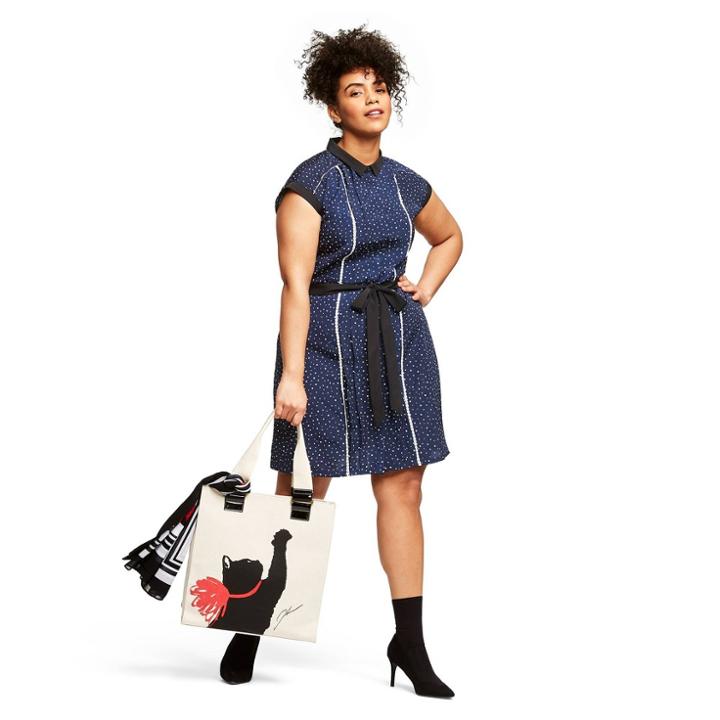 Women's Plus Size Polka Dot Sleeveless Collared Pleated Shift Mini Dress - Jason Wu For Target Navy 1x, Women's, Size: