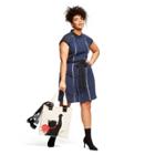 Women's Plus Size Polka Dot Sleeveless Collared Pleated Shift Mini Dress - Jason Wu For Target Navy 1x, Women's, Size: