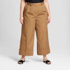 Women's Plus Size Wide Leg Tailored Crop Trouser - Who What Wear Brown