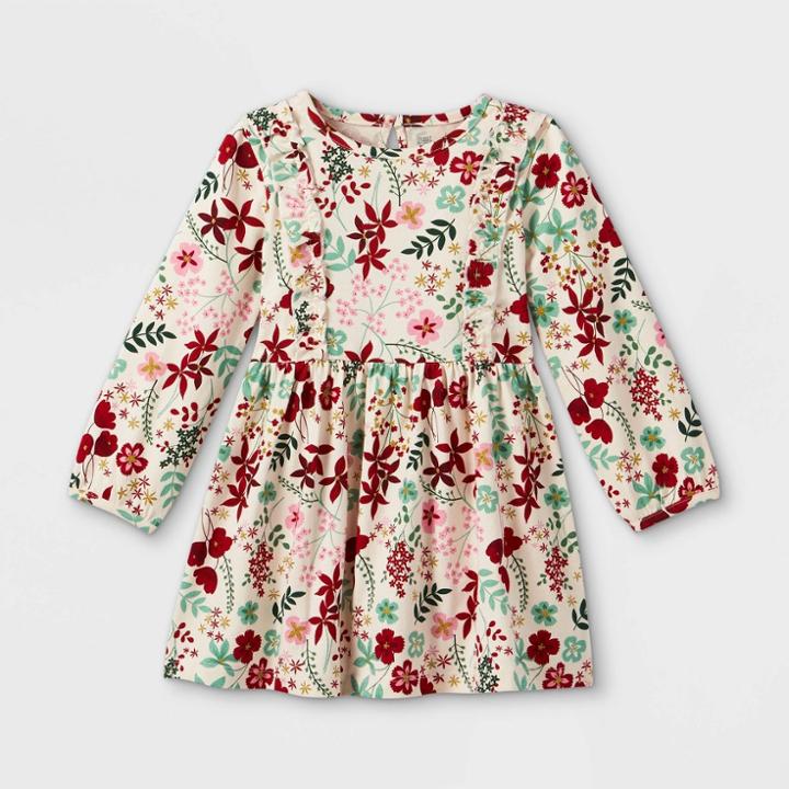 Toddler Girls' Floral Long Sleeve Dress - Just One You Made By Carter's White