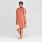 Women's Plus Size Sleeveless Crewneck Knit Dress - Ava & Viv Brown