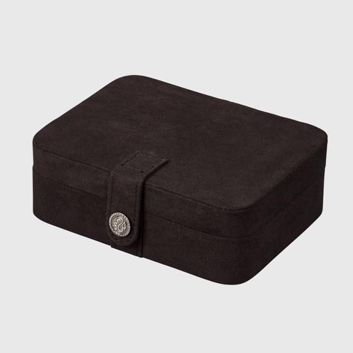 Mele & Co. Giana Women's Plush Fabric Jewelry Box With Lift Out Tray-black