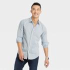 Men's Checked Slim Fit Performance Dress Long Sleeve Button-down Shirt - Goodfellow & Co Blue/checked