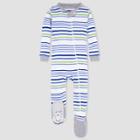 Burt's Bees Baby Baby Boys' One Piece Striped Snug Fit Footed Pajama - Heather Gray