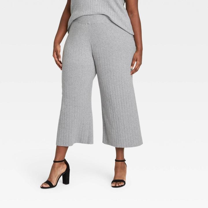 Women's Plus Size High-rise Wide Leg Lounge Pants - Who What Wear Gray