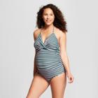 Maternity Striped Wrap Halter One Piece - Isabel Maternity By Ingrid & Isabel Pink/olive S D/dd Cup, Women's