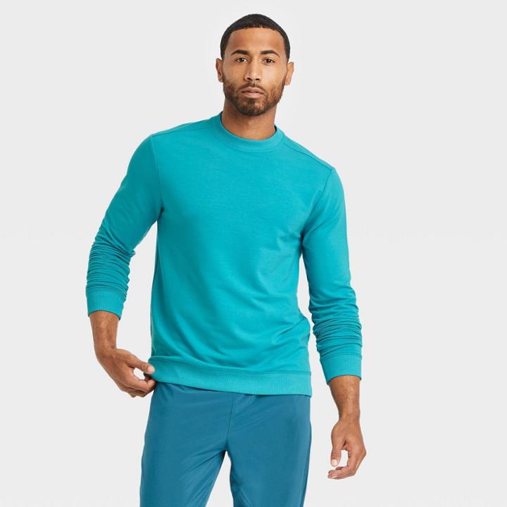 Men's Soft Gym Crewneck Sweatshirt - All In Motion Teal Green