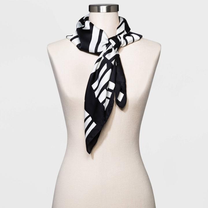Women's Geo Print Scarf - A New Day Black