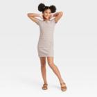 Girls' Notch Neck Dress - Art Class Cream Striped Xs, Ivory