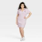 Space Jam Women's Plus Size Lola Short Sleeve Graphic Polo Dress - Purple