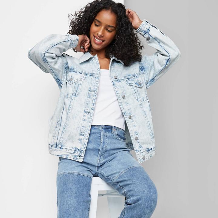 Women's Denim Trucker Jacket - Wild Fable Denim Light Acid Wash Xs, Light Acid Blue
