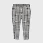 Women's Plus Size Mid-rise Plaid Pull-on Knit Pants - Ava & Viv Black