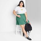 Women's Plus Size Low-rise Pleated Mini Skirt - Wild Fable Emerald Green Plaid