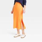 Women's Midi A-line Slip Skirt - A New Day Orange