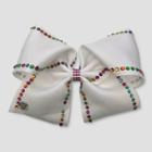 Girls' Jojo Siwa Bow Hair Clip With Rainbow Stones - White,