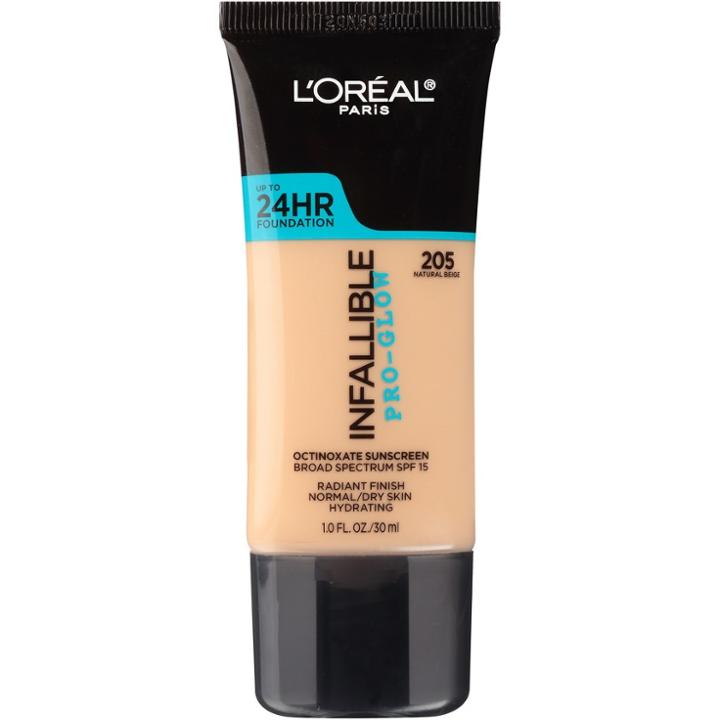L'oreal Paris Infallible Pro-glow Foundation 205 Natural Beige 1 Fl Oz, Natural Beige