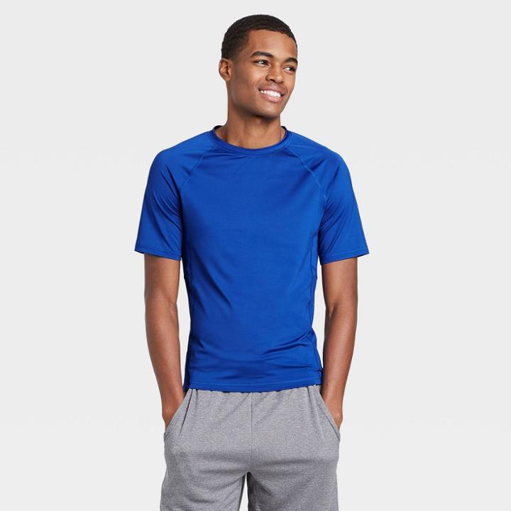 Men's Short Sleeve Fitted T-shirt - All In Motion Blue S, Men's,