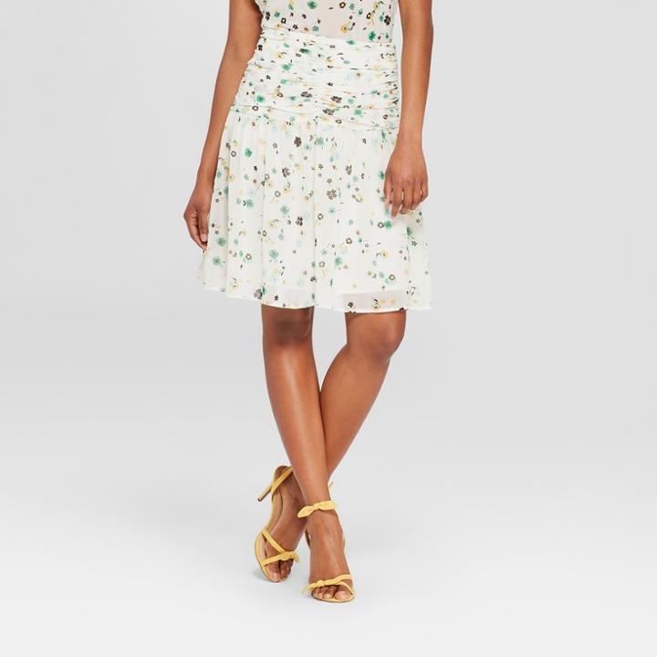 Women's Floral Print Shirred Waist Skirt - Who What Wear Yellow