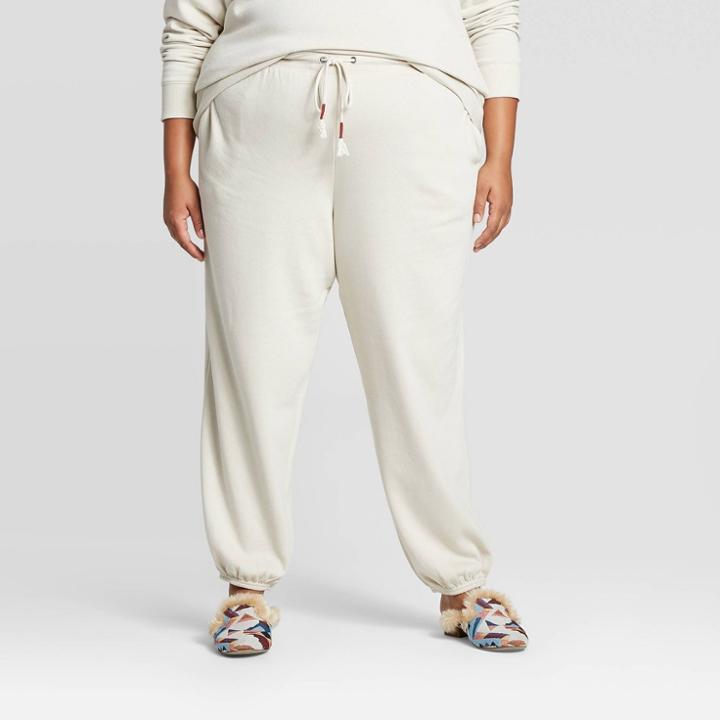 Women's Plus Size Embroidered Mid-rise Jogger - Universal Thread Cream 4x, Size: