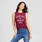 Women's Taking Naps And Checking Apps Graphic Tank Top Burgundy Xxl - Fifth Sun (juniors'), Red