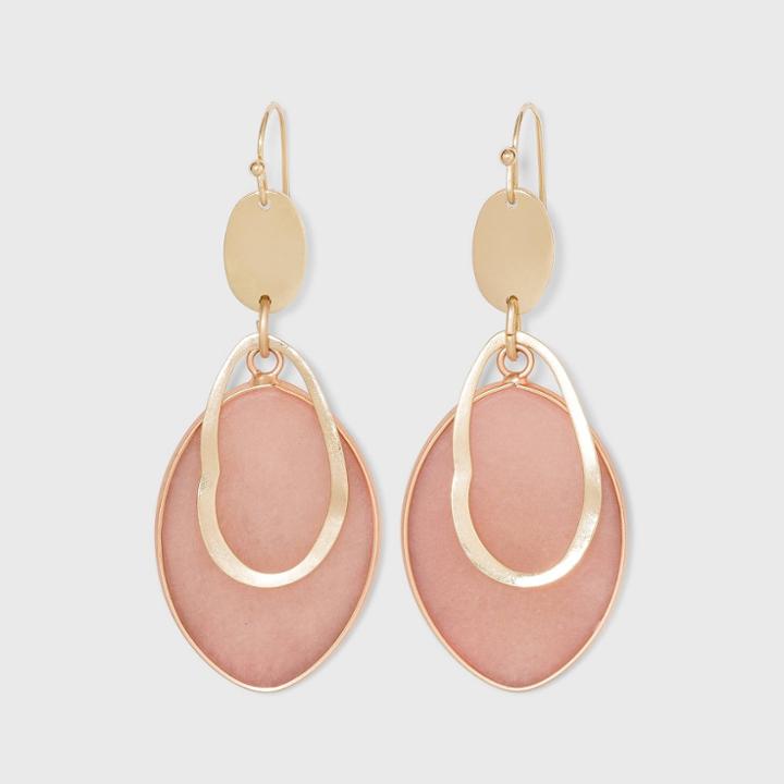Semi-precious Dyed Pink Moonstone With Wavy Gold Cutout Drop Earrings - Universal Thread Blush Pink
