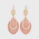 Semi-precious Dyed Pink Moonstone With Wavy Gold Cutout Drop Earrings - Universal Thread Blush Pink