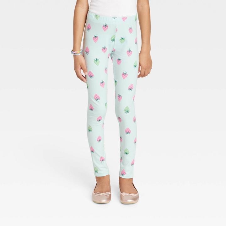 Girls' Strawberry Leggings - Cat & Jack Turquoise Blue