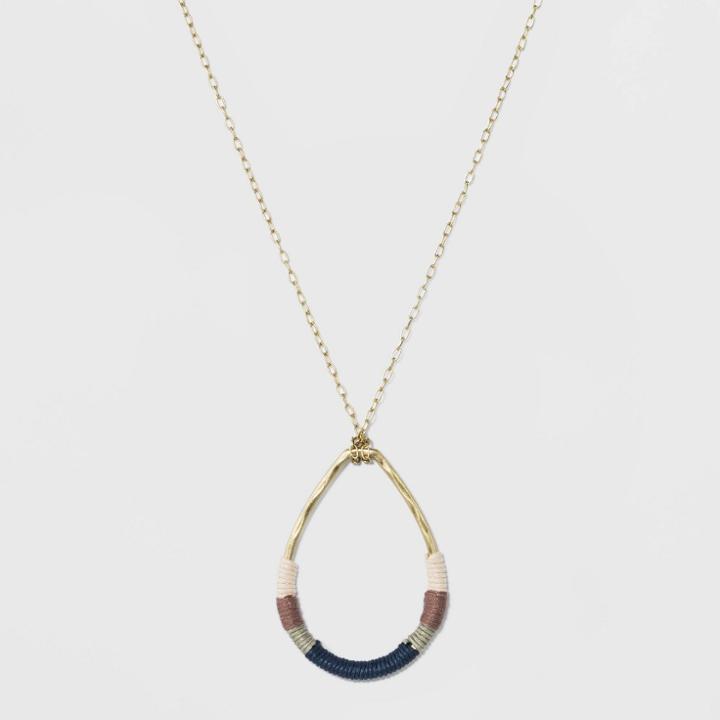 Wrapped Open Teardrop Pendant Necklace - Universal Thread, Women's,