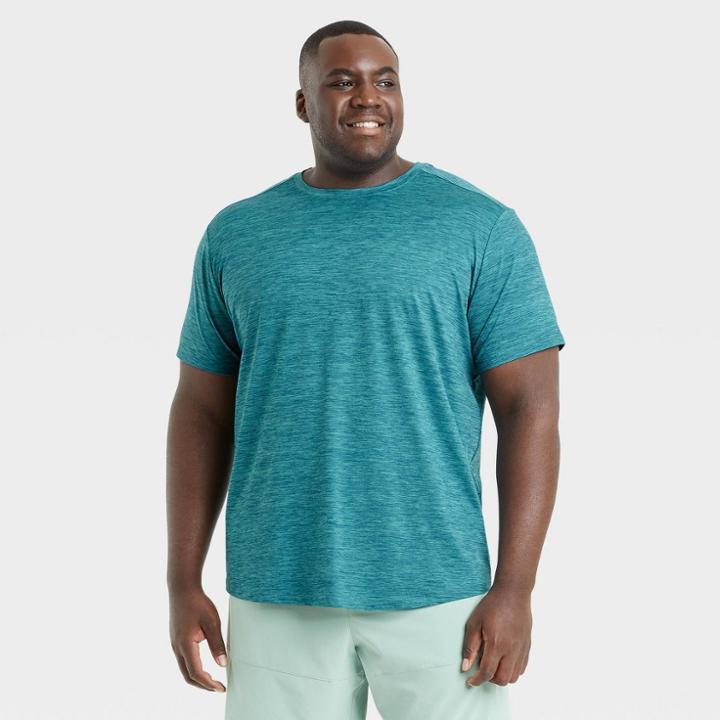 Men's Big & Tall Short Sleeve Soft Stretch T-shirt - All In Motion Teal Blue