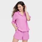 Women's 100% Cotton Short Sleeve Button-up Shirt - Stars Above