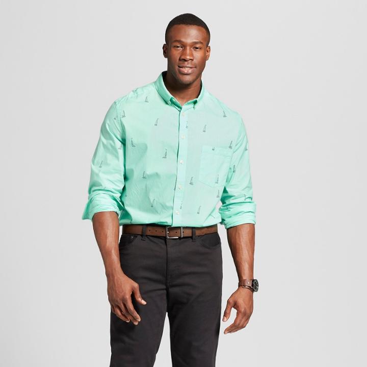 Men's Tall Standard Fit Northrop Long Sleeve Button-down Shirt - Goodfellow & Co