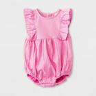 Baby Girls' Woven Elevated Ruffle Romper - Cat & Jack Pink Newborn