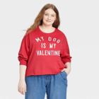 Grayson Threads Women's Plus Size Valentine's Day My Dog Is My Valentine Graphic Sweatshirt - Red