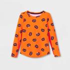 Girls' Long Sleeve Printed Halloween T-shirt - Cat & Jack Orange