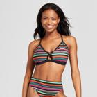 Women's Ribbed Triangle Bikini Top - Xhilaration Multi Stripe D/dd Cup,