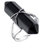 Target Women's Silver Plated Onyx Stone Expandable Ring - Silver,