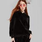 Women's Long Sleeve Velour Hoodie - Wild Fable Black