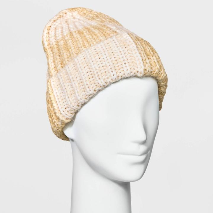 Women's Check Ribbed Beanie - Universal Thread Cream, Ivory