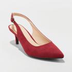 Women's Naoma Kitten Sling Back Heeled Pumps - A New Day Burgundy (red)