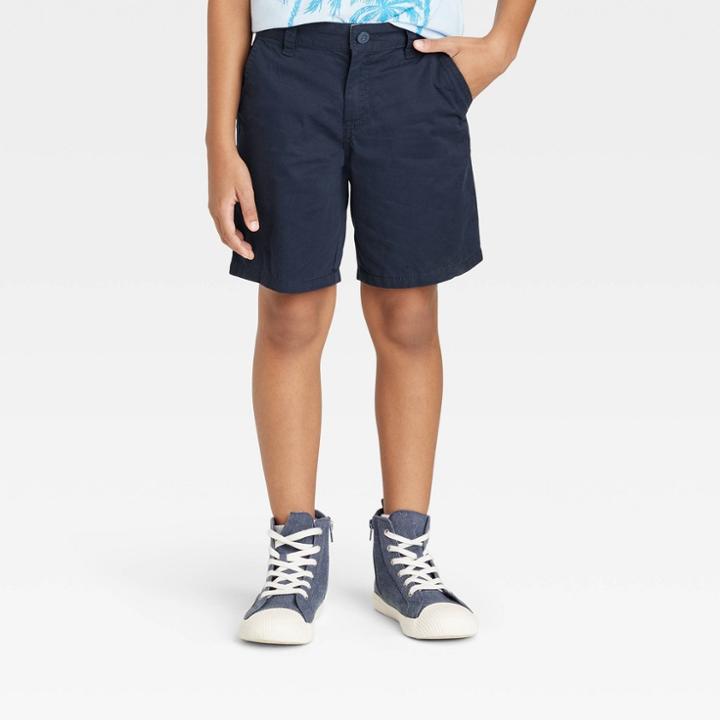 Boys' Flat Front 'at The Knee' Woven Shorts - Cat & Jack Navy Blue