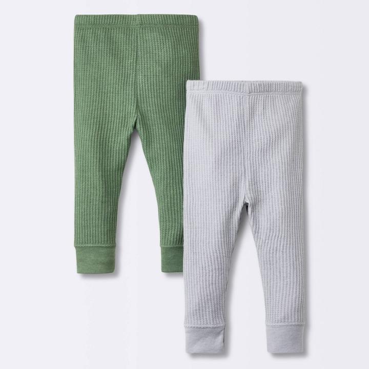 Baby Boys' 2pk Basic Waffle Pull-on Pants - Cloud Island Green