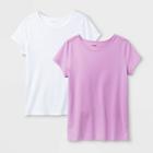 Girls' Adaptive 2pk Short Sleeve T-shirt - Cat & Jack White/pink