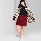 Women's Plus Size High-rise Corduroy Mini Skirt - Wild Fable Burgundy