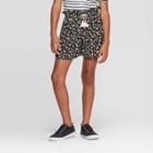 Girls' Paperbag Waist Shorts With Tassel - Art Class Black