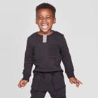Toddler Boys' Specialty Quilted Jacquard Henley Pullover - Cat & Jack Black