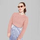 Women's Plus Size Cropped Long Sleeve High-low Pullover - Wild Fable Pink