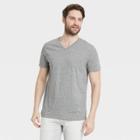 Men's Pinstripe Regular Fit Short Sleeve V-neck T-shirt - Goodfellow & Co Gray